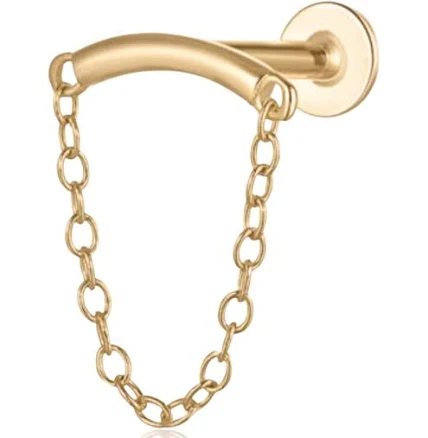 Hidden Helix Double Chain Cartilage Earring Stud