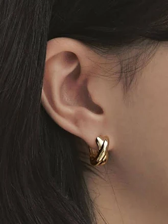 hyeres-lor Silver Twist Chunky One-Touch Earrings [Yellow] (HL6E49646Y9XXX) by W Concept