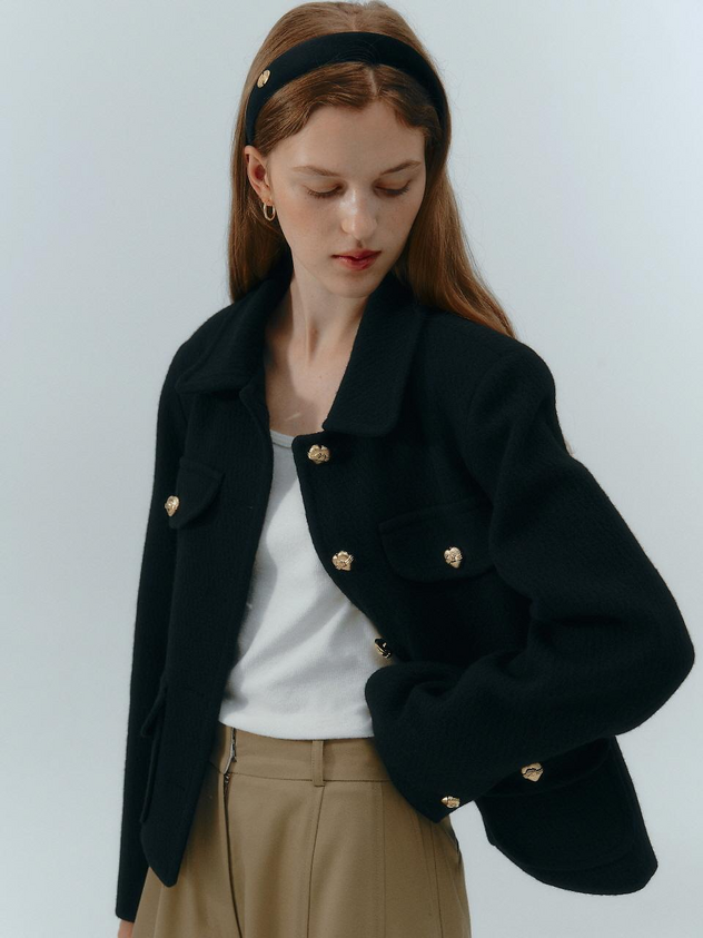 Black Tweed Over-fit Jacket