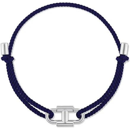 hyeres-lor Heriter Silver Emblem String Bracelet Navy by W Concept