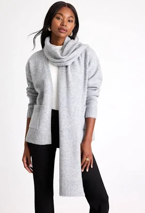Lulus Open-Front Cardigan and Scarf Set