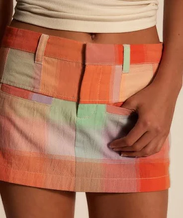 Free People Madras Mini Skirt