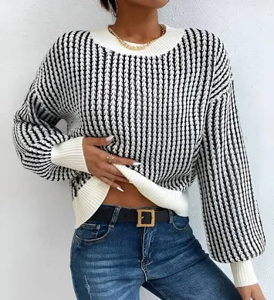 Color Block Striped Knit Top