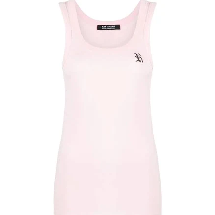 Raf Simons - logo-print cotton tank top - women - Cotton - M - Pink
