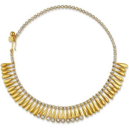 Christina Capo 14K Gold Crystal Fringe Collar Necklace