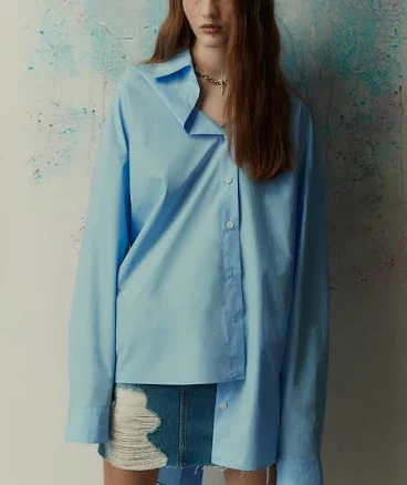 Oversized Twisted-Back Cotton Shirt