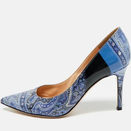 Gianvito Rossi Gianvito 105 Size 37 Blue/Black Leather Pointed Toe Pumps