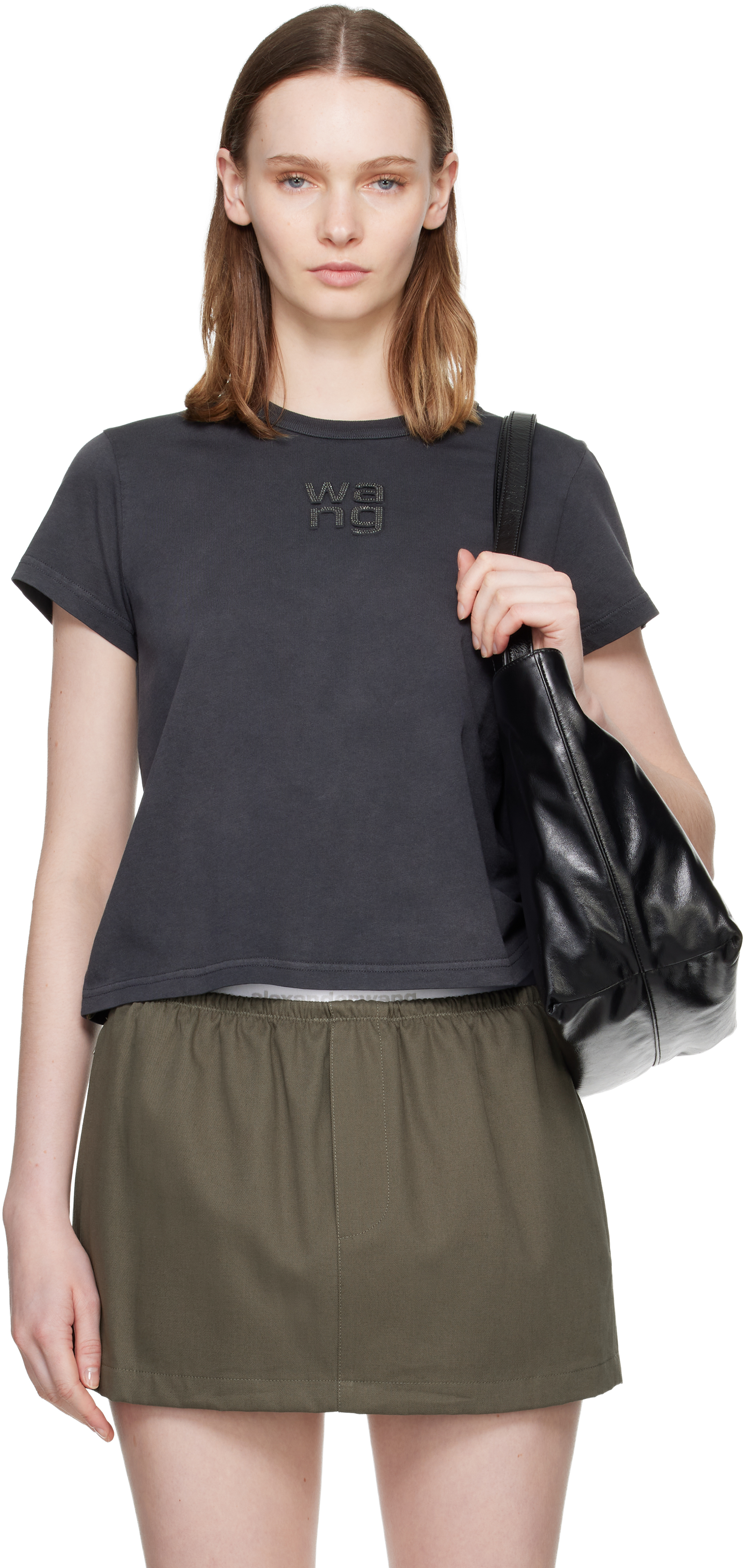 Gray Hotfix Logo Shrunken T-shirt