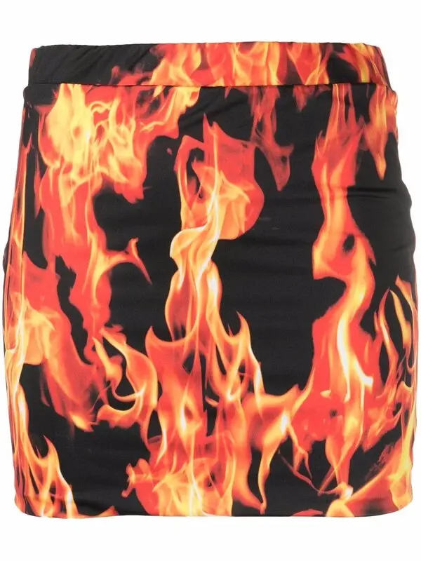 Flame-print Mini Skirt