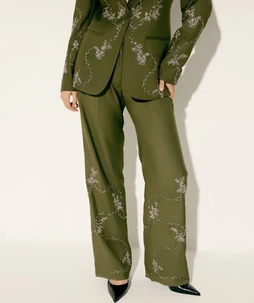 Hand Embroidered Wide Leg Pants