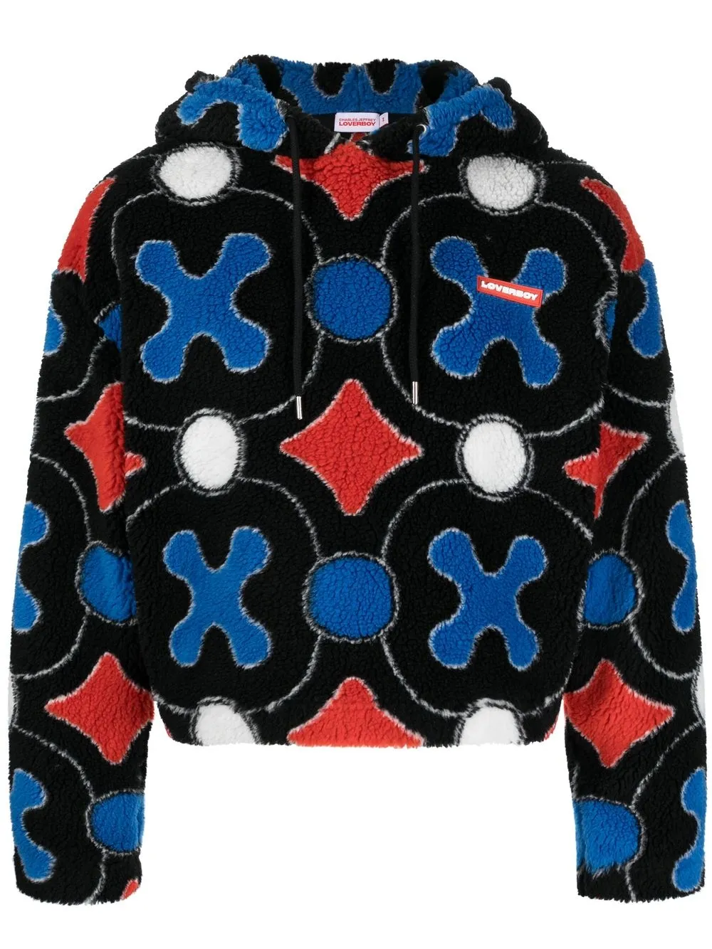 Pattern-print Cropped Hoodie