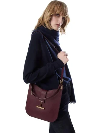 Tom Ford Tara Small Shoulder Bag | Calf/pu Leather | Burgundy