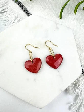 Chain Link Heart Drop Earrings