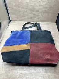 Patricia Nash Color Block Suede & Leather Shoulder Bag Multicolor Hobo Boho