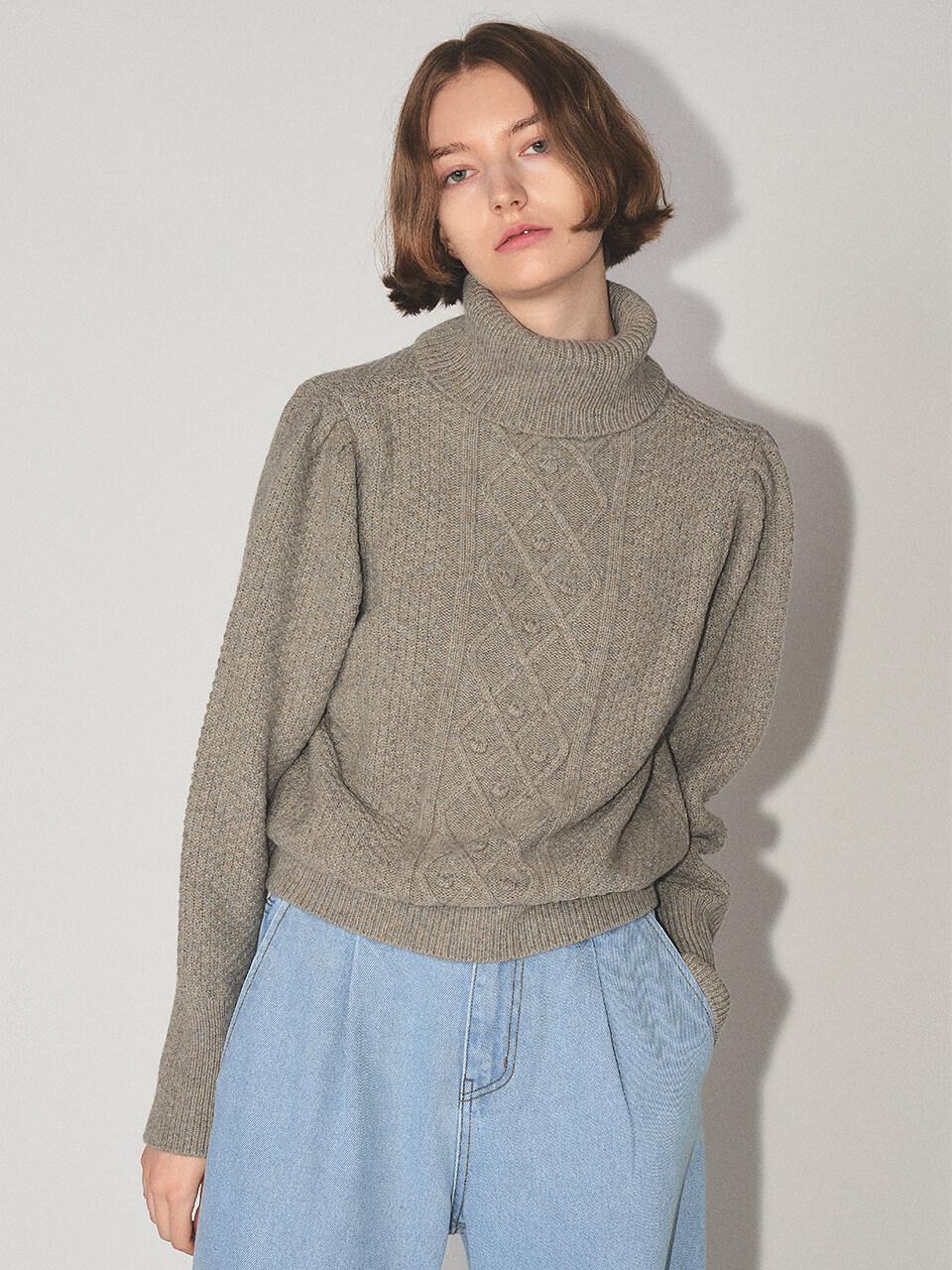 GRANDMA CASH TURTLE NECK_Dusty Blue