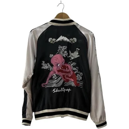 Reversible Japanese Skull Embroidered Velvet Sukajan Jacket