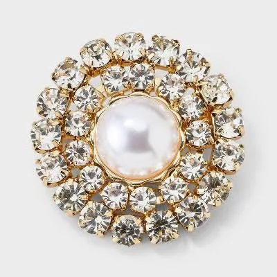 A New Day Rhinestone & Pearl Brooch Pin