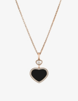 Happy Hearts 18ct rose-gold and 0.24ct diamond pendant necklace