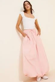 en elly Drawstring Bubble Maxi Skirt
