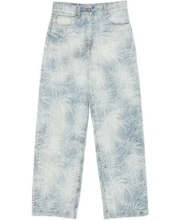 Palm Angels Women's Jacquard Straight Leg Jeans