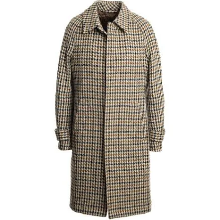 Bespoke Brown Houndstooth Balmacaan Coat