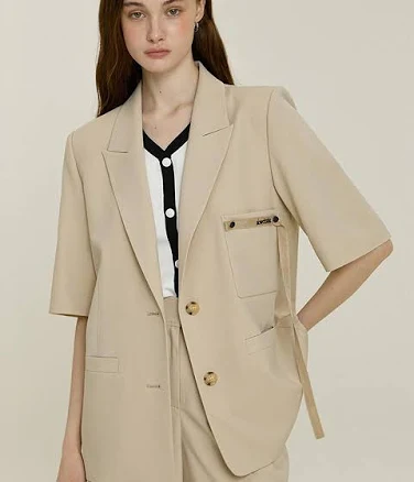 MICHAA Lettering Pocket Single Blazer