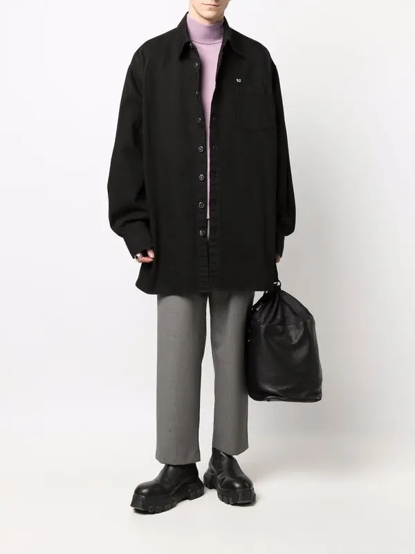Raf Simons - Men’s Oversized Denim Shirt With R Pin - (Khaki)