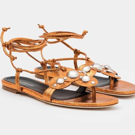 MINA Italian Copper Crinkled Metallic Sandals