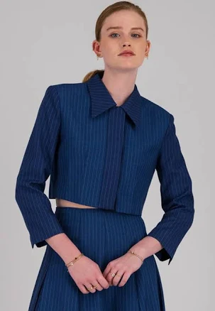 Cropped Pen Stripe Jacket