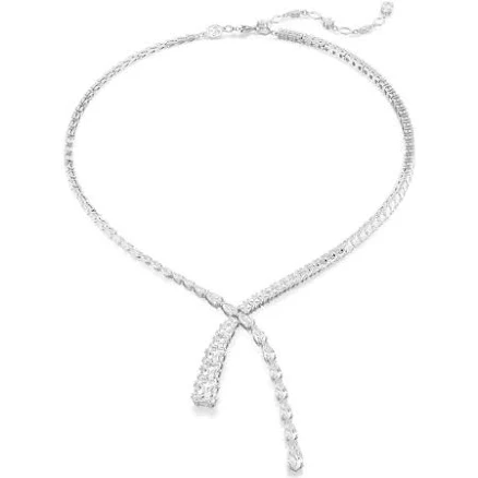 Matrix Y Rhodium Plated Necklace with Mixed Cuts
