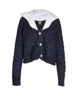 Chelsea-collar Cable-knit Cardigan