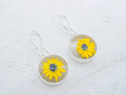 Primavera Sunflower Round on Hook Earrings