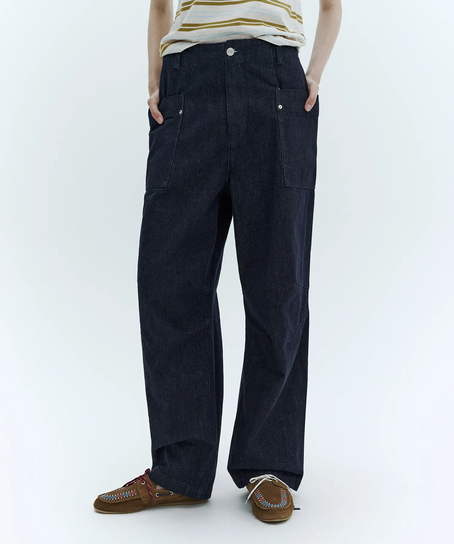 Pocket Knit Banding Pants_NAVY