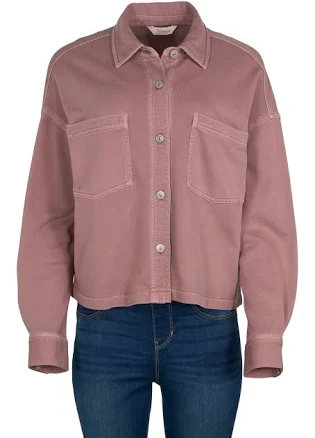 Natural Reflections Cropped Knit Shirt Jacket - Rhubarb