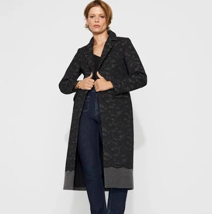 White House Black Market Women's Lace Wool-Blend Melton Coat