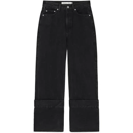 DAMAGE TURN UP DENIM PANTS IN Black