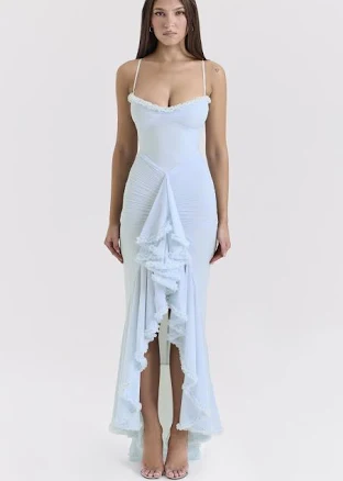 Gabbi Ruffled Front Mesh Gown