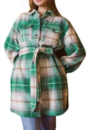 FLYING TOMATO Plaid Shirt Jacket