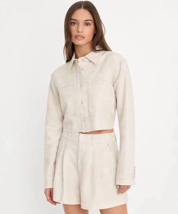 Good American Women's Cropped Button-Front Jacket