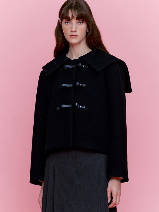 Ribbon Button Sailor Half Coat
