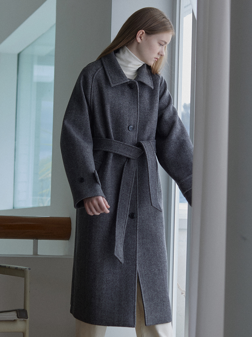 Raglan Sleeve Belted Coat