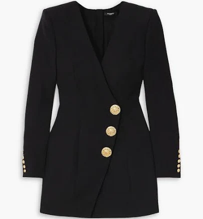 Balmain Women's Heart-Shaped Wool Mini Dress with Decorative Buttons