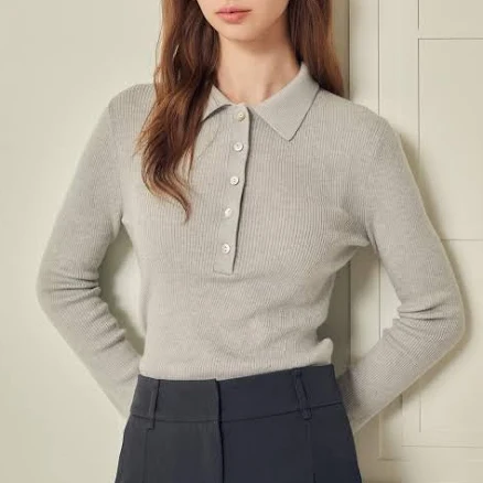 JJ JIGOTT Wool Ribbed Button Collar Pullover Knit (GS3A1PO201) by W Concept