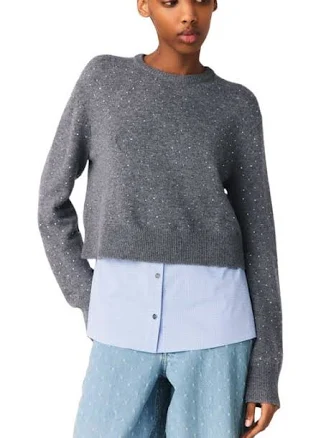 Maje Women's Rhinestone-Embellished Wool Sweater