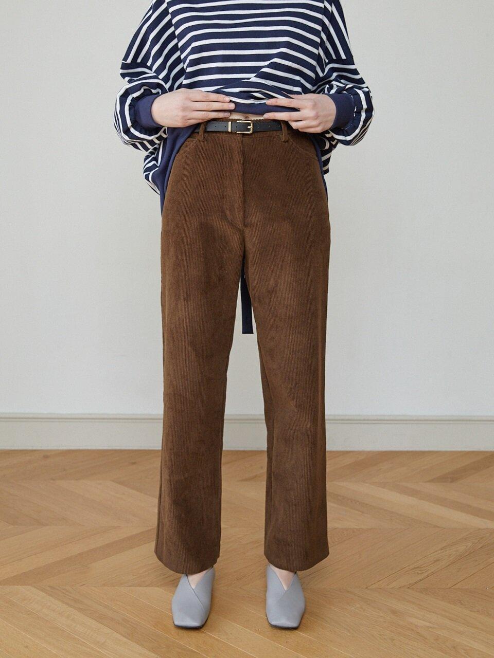 High Rise Wide Corduroy Trousers Brown