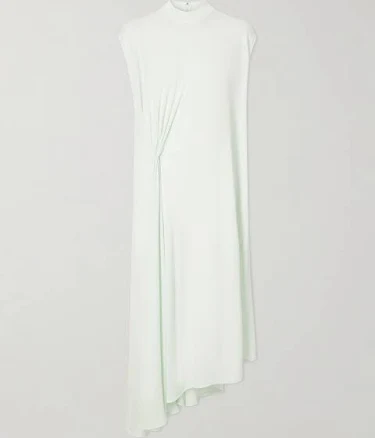 Bottega Veneta Gathered Cady Halterneck Midi Dress - Women - Green Dresses - XL