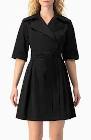 Belted Collared Short-Sleeve Shirt Mini Dress