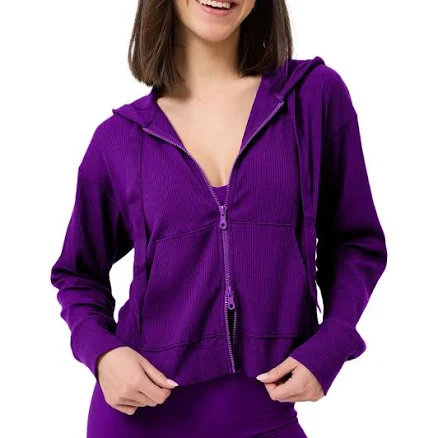 Terez Womens Rib Crop Hoodie | Purple | XL | Cotton/Polyamide/Spandex | Adult | Women's | Maisonette