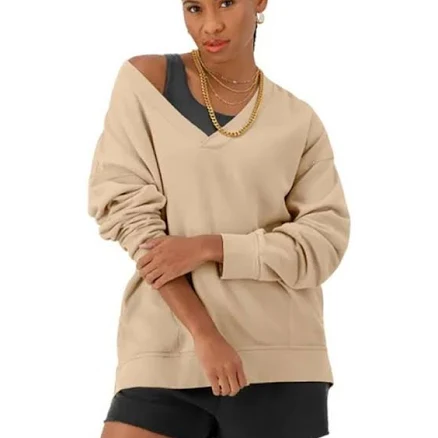 Champion Women's Oversized V-Neck Sweatshirt