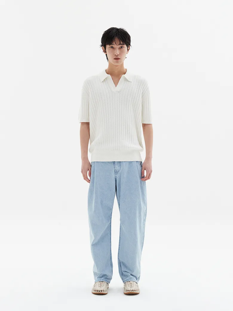 Bookle Open Collar Half Knit